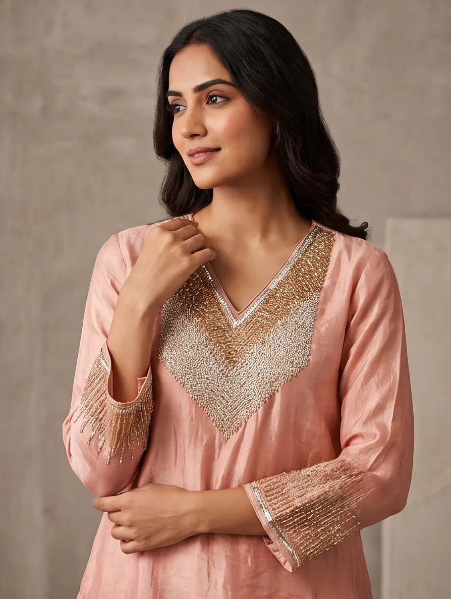 Blush Pink Embellished Anarkali Set